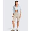 image:imageG4Free Ribbed Bermuda Shorts for Women 10 High Waisted Crossover Shorts with Pockets for Workout Casual SummerLight Khaki