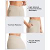 image:imageG4Free Ribbed Bermuda Shorts for Women 10 High Waisted Crossover Shorts with Pockets for Workout Casual SummerLight Khaki