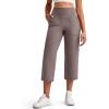 image:imageG4Free BareFeel High Stretch Capri Yoga Pants for Women Soft Wide Leg Pants High Waist Casual Capris with Pockets 212325Taupe