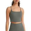 image:imageG4Free BareFeel Womens Sports Bra Padded Square Neck Adjustable Spaghetti Straps Y Back Gym Casual YogaGray Sage