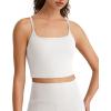image:imageG4Free BareFeel Womens Sports Bra Padded Square Neck Adjustable Spaghetti Straps Y Back Gym Casual YogaPure White