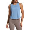 image:imageG4Free Racerback Workout Tank Tops for Women High Neck Athletic Long Tanks Fast Dry Sleeveless Pilates Running ShirtsDusty Blue
