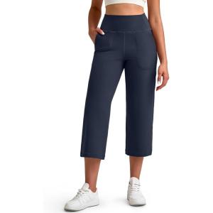 image:imageG4Free BareFeel High Stretch Capri Yoga Pants for Women Soft Wide Leg Pants High Waist Casual Capris with Pockets 212325Royal Blue