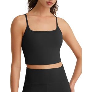 image:imageG4Free BareFeel Womens Sports Bra Padded Square Neck Adjustable Spaghetti Straps Y Back Gym Casual YogaBlack
