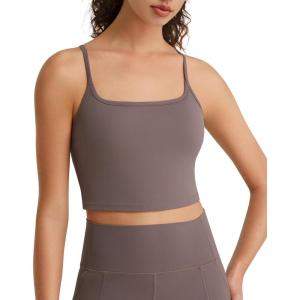 image:imageG4Free BareFeel Womens Sports Bra Padded Square Neck Adjustable Spaghetti Straps Y Back Gym Casual YogaTaupe