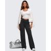 image:imageG4Free BareFeel Womens Wide Leg Yoga Pants Cross Waist High Stretch Waist Casual Trousers with Zipper Pockets 293133Black