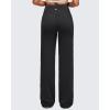 image:imageG4Free BareFeel Womens Wide Leg Yoga Pants Cross Waist High Stretch Waist Casual Trousers with Zipper Pockets 293133Black
