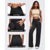 image:imageG4Free BareFeel Womens Wide Leg Yoga Pants Cross Waist High Stretch Waist Casual Trousers with Zipper Pockets 293133Black