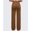 image:imageG4Free BareFeel Womens Wide Leg Yoga Pants Cross Waist High Stretch Waist Casual Trousers with Zipper Pockets 293133Dark Coffee