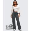image:imageG4Free BareFeel Womens Wide Leg Yoga Pants Cross Waist High Stretch Waist Casual Trousers with Zipper Pockets 293133Dark Gray