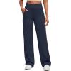 image:imageG4Free BareFeel Womens Wide Leg Yoga Pants Cross Waist High Stretch Waist Casual Trousers with Zipper Pockets 293133Dark Navy