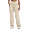 image:imageG4Free BareFeel Womens Wide Leg Yoga Pants Cross Waist High Stretch Waist Casual Trousers with Zipper Pockets 293133Light Khaki