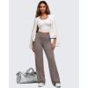 image:imageG4Free BareFeel Womens Wide Leg Yoga Pants Cross Waist High Stretch Waist Casual Trousers with Zipper Pockets 293133Taupe