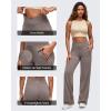 image:imageG4Free BareFeel Womens Wide Leg Yoga Pants Cross Waist High Stretch Waist Casual Trousers with Zipper Pockets 293133Taupe
