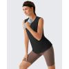 image:imageG4Free Lyocell Side Slits Womens Workout Tank Tops Soft Loose Fit High Neck Athletic Tanks Stretch Gym Running TopBlack