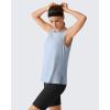 image:imageG4Free Lyocell Side Slits Womens Workout Tank Tops Soft Loose Fit High Neck Athletic Tanks Stretch Gym Running TopLight Denim