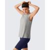 image:imageG4Free Lyocell Side Slits Womens Workout Tank Tops Soft Loose Fit High Neck Athletic Tanks Stretch Gym Running TopLight Gray