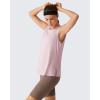 image:imageG4Free Lyocell Side Slits Womens Workout Tank Tops Soft Loose Fit High Neck Athletic Tanks Stretch Gym Running TopLight Pink
