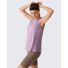 image:imageG4Free Lyocell Side Slits Womens Workout Tank Tops Soft Loose Fit High Neck Athletic Tanks Stretch Gym Running TopLight Purple