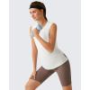 image:imageG4Free Lyocell Side Slits Womens Workout Tank Tops Soft Loose Fit High Neck Athletic Tanks Stretch Gym Running TopPure White