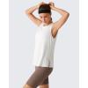 image:imageG4Free Lyocell Side Slits Womens Workout Tank Tops Soft Loose Fit High Neck Athletic Tanks Stretch Gym Running TopPure White