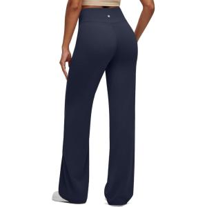 image:imageG4Free BareFeel Womens Wide Leg Yoga Pants Cross Waist High Stretch Waist Casual Trousers with Zipper Pockets 293133Dark Navy