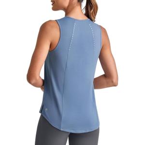 image:imageG4Free Lightweight Workout Tank Tops for Women High Neck Athletic Long Tanks Sleeveless Summer Running Gym ShirtsDusty Blue