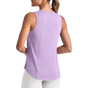 image:imageG4Free Lightweight Workout Tank Tops for Women High Neck Athletic Long Tanks Sleeveless Summer Running Gym ShirtsLight Purple