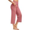image:imageG4Free Capri Pants for Women Wide Leg Yoga Dress Capris with Pockets Cross Loose Casual Work Crop PantsCameo