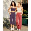 image:imageG4Free Capri Pants for Women Wide Leg Yoga Dress Capris with Pockets Cross Loose Casual Work Crop PantsGrape Purple