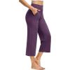 image:imageG4Free Capri Pants for Women Wide Leg Yoga Dress Capris with Pockets Cross Loose Casual Work Crop PantsGrape Purple