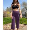 image:imageG4Free Capri Pants for Women Wide Leg Yoga Dress Capris with Pockets Cross Loose Casual Work Crop PantsGrape Purple