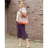 image:imageG4Free Capri Pants for Women Wide Leg Yoga Dress Capris with Pockets Cross Loose Casual Work Crop PantsGrape Purple