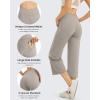 image:imageG4Free Capri Pants for Women Wide Leg Yoga Dress Capris with Pockets Cross Loose Casual Work Crop PantsMocha