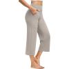 image:imageG4Free Capri Pants for Women Wide Leg Yoga Dress Capris with Pockets Cross Loose Casual Work Crop PantsMocha