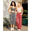 image:imageG4Free Capri Pants for Women Wide Leg Yoga Dress Capris with Pockets Cross Loose Casual Work Crop PantsMocha Brown