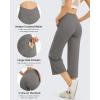 image:imageG4Free Capri Pants for Women Wide Leg Yoga Dress Capris with Pockets Cross Loose Casual Work Crop PantsMocha Brown