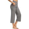 image:imageG4Free Capri Pants for Women Wide Leg Yoga Dress Capris with Pockets Cross Loose Casual Work Crop PantsMocha Brown