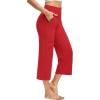 image:imageG4Free Capri Pants for Women Wide Leg Yoga Dress Capris with Pockets Cross Loose Casual Work Crop PantsRed