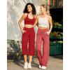 image:imageG4Free Capri Pants for Women Wide Leg Yoga Dress Capris with Pockets Cross Loose Casual Work Crop PantsRed