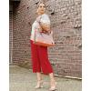 image:imageG4Free Capri Pants for Women Wide Leg Yoga Dress Capris with Pockets Cross Loose Casual Work Crop PantsRed