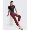 image:imageG4Free ShiftReady Womens Ankle Dress Yoga Pants with Pockets Stretchy Business Casual Slacks Work Trousers Travel PantDark Burgundy