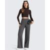 image:imageG4Free ShiftReady Womens Yoga Dress Pants with Pockets Wide Leg Work Pants Dressy Casual TrousersDark Gray