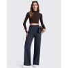 image:imageG4Free ShiftReady Womens Yoga Dress Pants with Pockets Wide Leg Work Pants Dressy Casual TrousersDark Navy