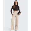 image:imageG4Free ShiftReady Womens Yoga Dress Pants with Pockets Wide Leg Work Pants Dressy Casual TrousersLight Khaki