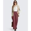 image:imageG4Free ShiftReady Womens Yoga Dress Pants with Pockets Wide Leg Work Pants Dressy Casual TrousersWine