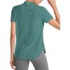 image:imageG4Free Skimetic UPF 50 Womens Workout Tops Short Sleeve Half Zip Golf Shirts Loose Fit Athletic Gym Tshirts RunningMyrtle Green