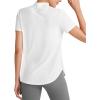 image:imageG4Free Skimetic UPF 50 Womens Workout Tops Short Sleeve Half Zip Golf Shirts Loose Fit Athletic Gym Tshirts RunningWhite