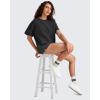 image:imageG4Free Smoofit Modal Soft Boxy Tee Shirts Women Short Sleeve Drop Shoulder Crew Neck Basic Crop Tops Loose Casual LoungeBlack