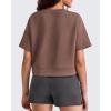 image:imageG4Free Smoofit Modal Soft Boxy Tee Shirts Women Short Sleeve Drop Shoulder Crew Neck Basic Crop Tops Loose Casual LoungeCoffee Brown